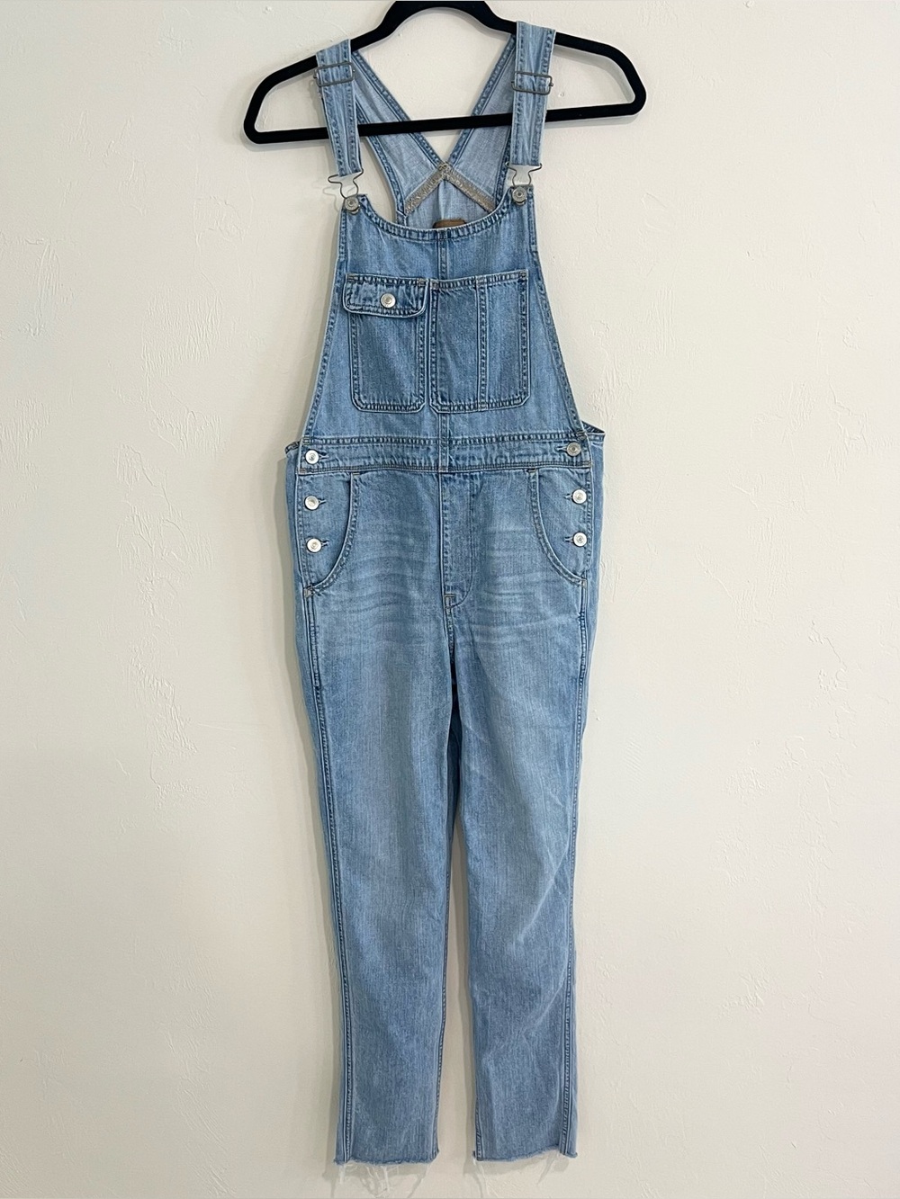 American Eagle 90s Boyfriend Denim Y2K Overalls Utility Raw Hem Size XS Classic